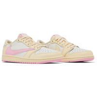Кроссовки Travis Scott x Air Jordan 1 Retro Low OG Muslin Pink
