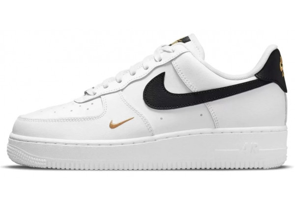 Nike Air Force 1 Low 07 Essential White Black Gold Mini Swoosh