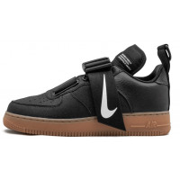 Кроссовки Nike Air Force 1 Utility черные с коричневой подошвой