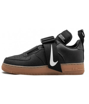 Кроссовки Nike Air Force 1 Utility черные с коричневой подошвой