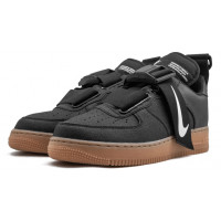 Кроссовки Nike Air Force 1 Utility черные с коричневой подошвой