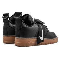 Кроссовки Nike Air Force 1 Utility черные с коричневой подошвой