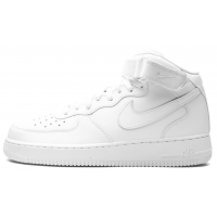 Nike Air Force 1 Mid ’07 Triple White с мехом