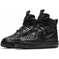 Nike Lunar Force 1 Duckboot Triple Black с мехом