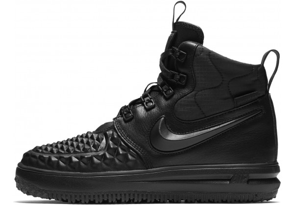 Nike Lunar Force 1 Duckboot Triple Black с мехом