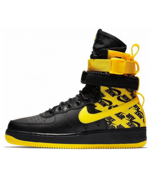 Nike кроссовки Air Force High SF AF1 Black Yellow