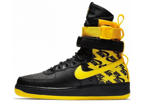 Nike кроссовки Air Force High SF AF1 Black Yellow