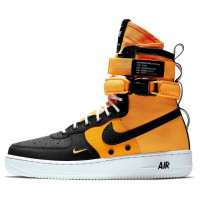 Зимние кроссовки Nike Air Force 1 SF AF1 High черные с оранжевым