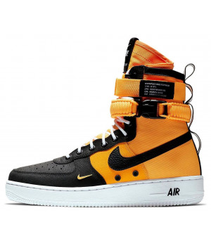 Зимние кроссовки Nike Air Force 1 SF AF1 High черные с оранжевым