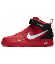 Nike Air Force 1 '07 LV8 Mid Utility Red Black с мехом