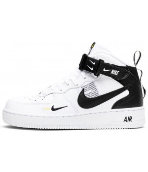 Nike кроссовки мужские Air Force 1 07 LV8 Utility Mid White Black с мехом