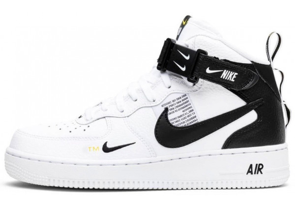 Nike кроссовки мужские Air Force 1 07 LV8 Utility Mid White Black с мехом