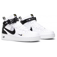 Nike кроссовки мужские Air Force 1 07 LV8 Utility Mid White Black с мехом