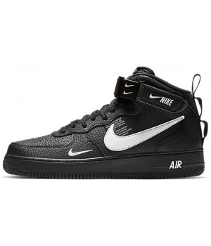 Nike кроссовки Air Force 1 07 LV8 Utility Mid Black с мехом