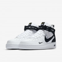 Кроссовки Nike Air Force 1 Mid 07 LV8 White Black белые с черным