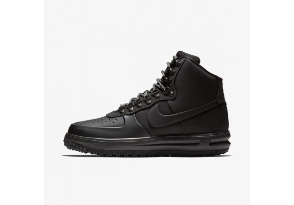 Зимние кроссовки Nike Lunar Force 1 Duckboot All Black With Fur черные