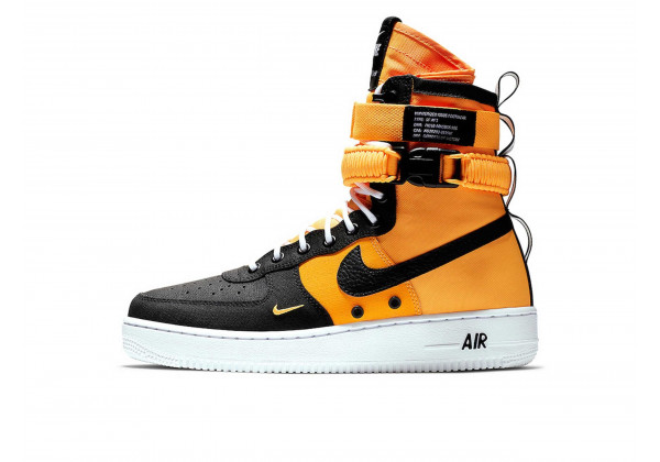 Зимние кроссовки Nike Air Force 1 SF AF1 High черные с оранжевым
