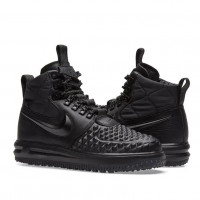 Nike Lunar Force 1 Duckboot Triple Black с мехом