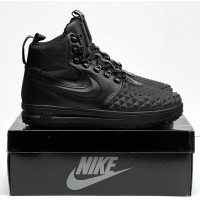 Nike Lunar Force 1 Duckboot Triple Black с мехом