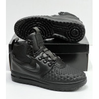 Nike Lunar Force 1 Duckboot Triple Black с мехом