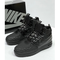 Nike Lunar Force 1 Duckboot Triple Black с мехом