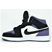 Кроссовки Nike Air Jordan 1 Mid черные с фиолетовым