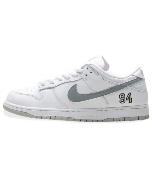 Supreme x Nike SB Dunk Low White Metallic Silver