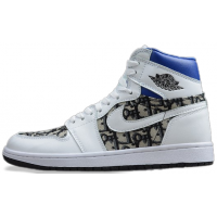 Nike Air Jordan 1 Mid Dior White Black Blue