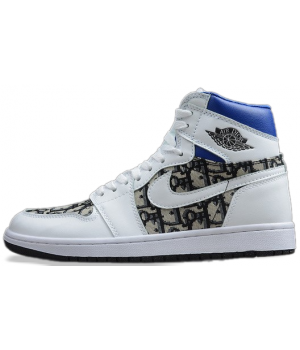 Nike Air Jordan 1 Mid Dior White Black Blue