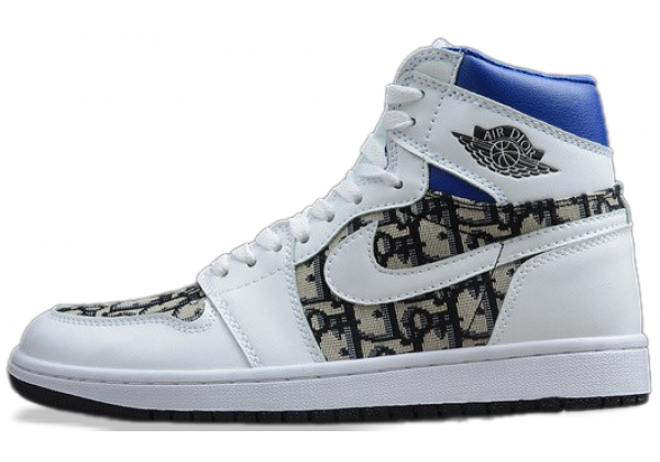 Nike Air Jordan 1 Mid Dior White Black Blue