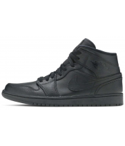 Nike Air Jordan 1 Mid Triple Black 2020 с мехом