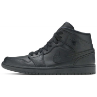 Nike Air Jordan 1 Mid Triple Black 2020 с мехом