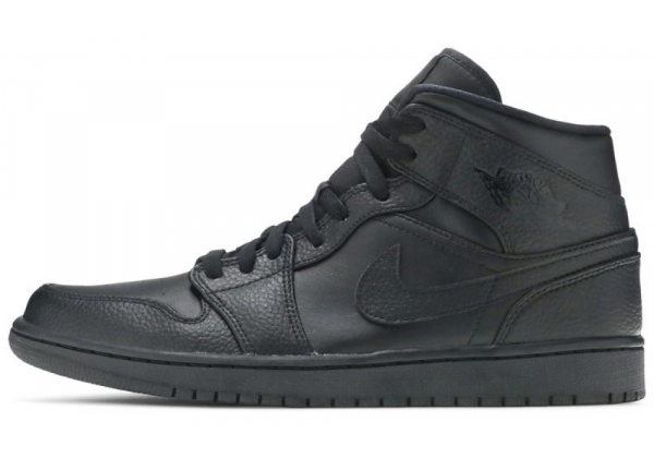 Nike Air Jordan 1 Mid Triple Black 2020 с мехом