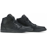 Nike Air Jordan 1 Mid Triple Black 2020 с мехом