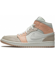 Nike Air Jordan 1 Mid Milan Beige White Orange с мехом