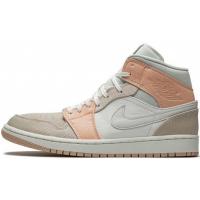 Nike Air Jordan 1 Mid Milan Beige White Orange с мехом