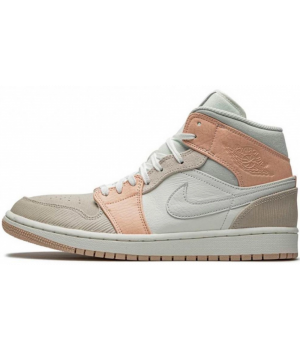 Nike Air Jordan 1 Mid Milan Beige White Orange с мехом