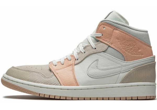 Nike Air Jordan 1 Mid Milan Beige White Orange с мехом