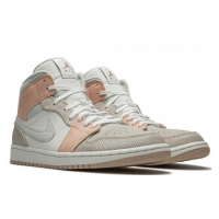 Nike Air Jordan 1 Mid Milan Beige White Orange с мехом
