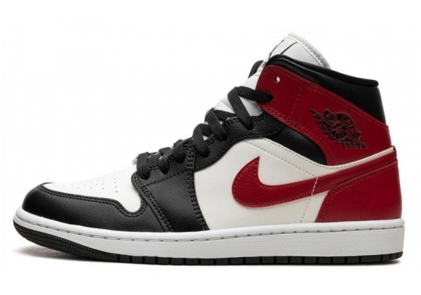 Nike Air Jordan 1 Mid White Bred Toe