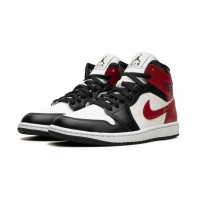 Nike Air Jordan 1 Mid White Bred Toe