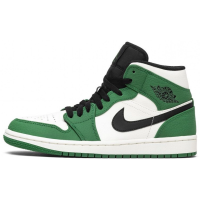Nike Air Jordan 1 High Pine Green White с мехом