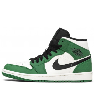 Nike Air Jordan 1 High Pine Green White с мехом