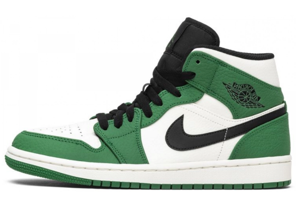 Nike Air Jordan 1 High Pine Green White с мехом