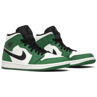 Nike Air Jordan 1 High Pine Green White с мехом
