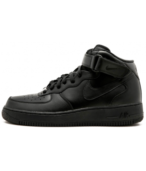 Nike Air Force 1 Mid High All Black с мехом