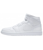 Кроссовки Jordan 1 Mid Triple White белые