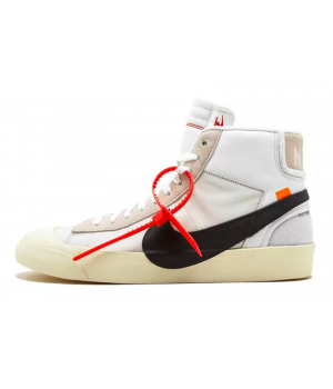 Мужские кроссовки Nike Air Jordan Retro 1 High Og x Off-White Blazer (Белые) 