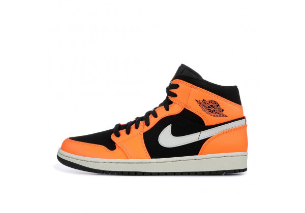 Air Jordan 1 Mid Black Cone оранжево-чёрные